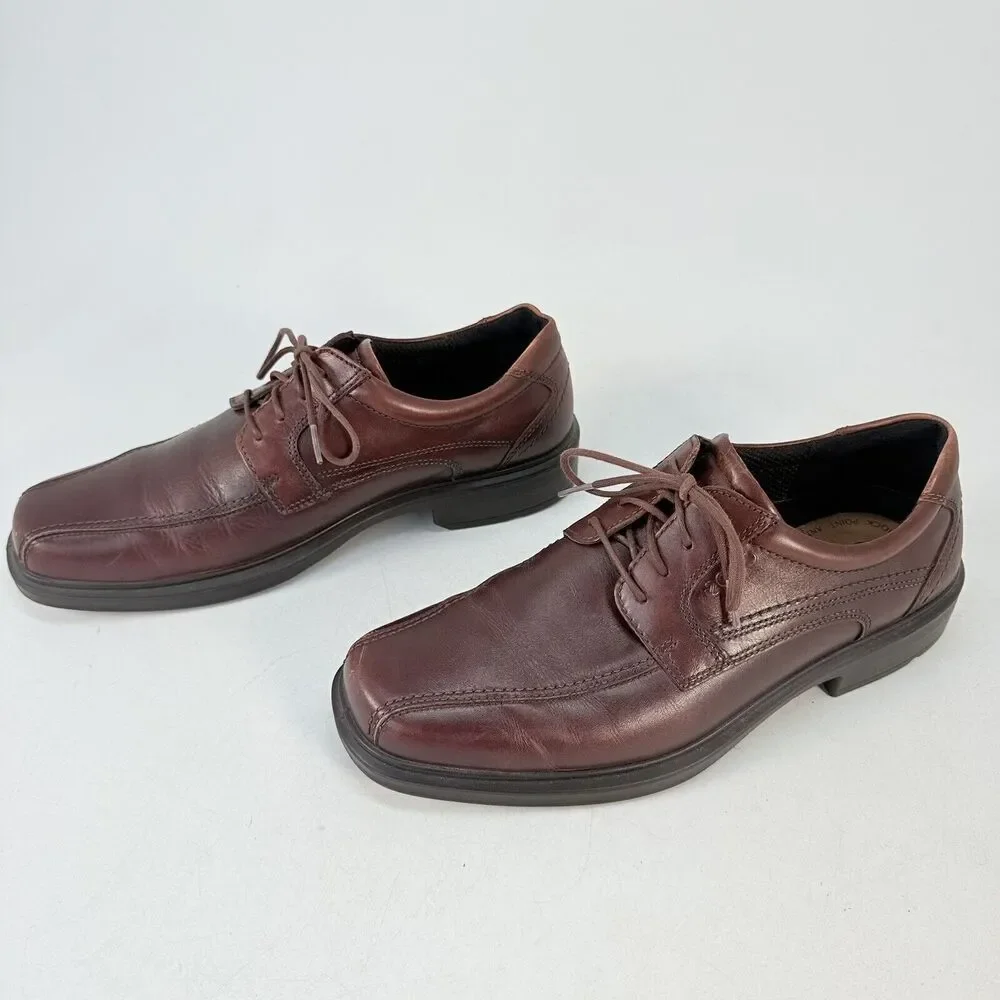 Ecco Shoes Mens 9.5-10 Helsinki Brown Leather Derby Comfort Casual Dress Shoe 43